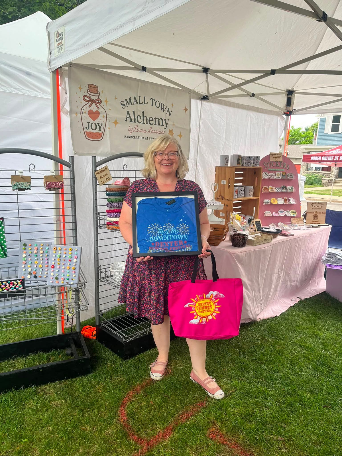 Laura Lorraine at the Small Town Alchemy booth at Dexter Summer Festival